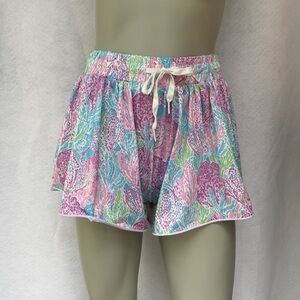 Tropical Print Athletic Shorts with built-in Briefs Women's M Preppy Vacation
